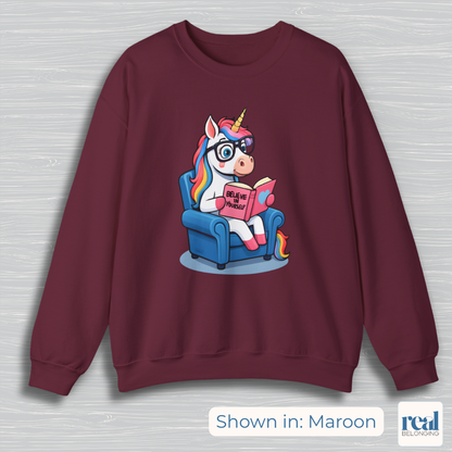 Unicorn Believe in Yourself Reading Sweatshirt