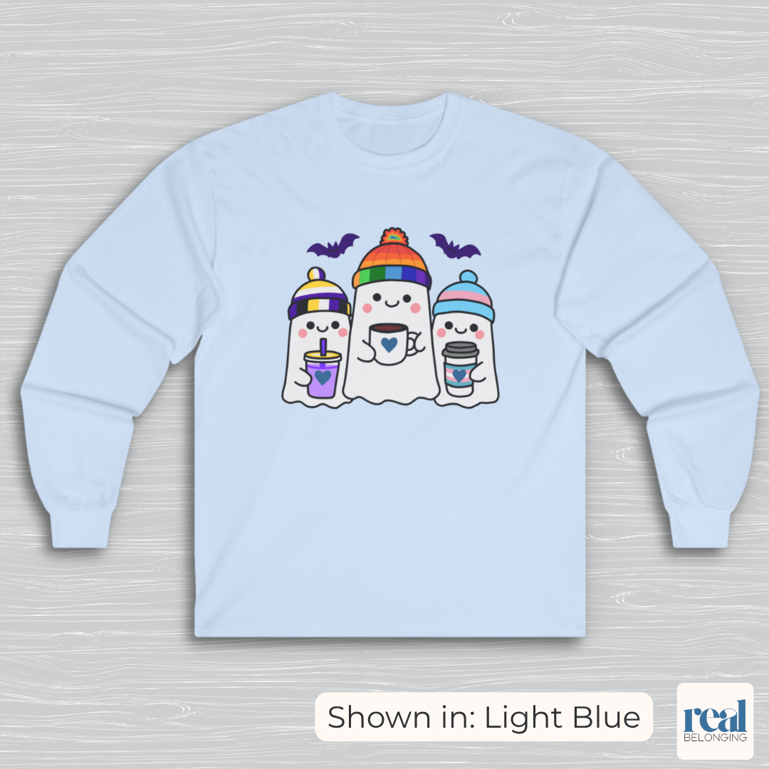 Adorable Queer, Trans, and Non-binary Ghosts Long Sleeve Shirt