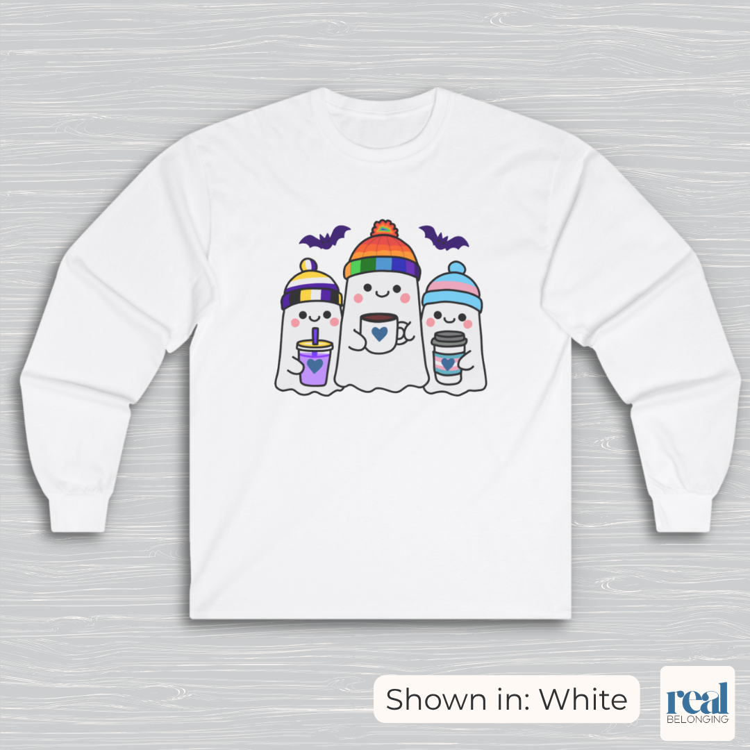 Adorable Queer, Trans, and Non-binary Ghosts Long Sleeve Shirt