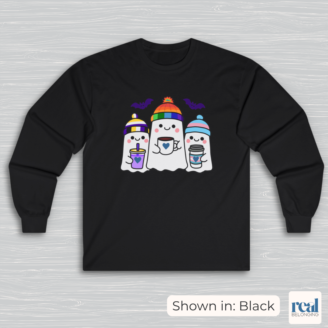 Adorable Queer, Trans, and Non-binary Ghosts Long Sleeve Shirt