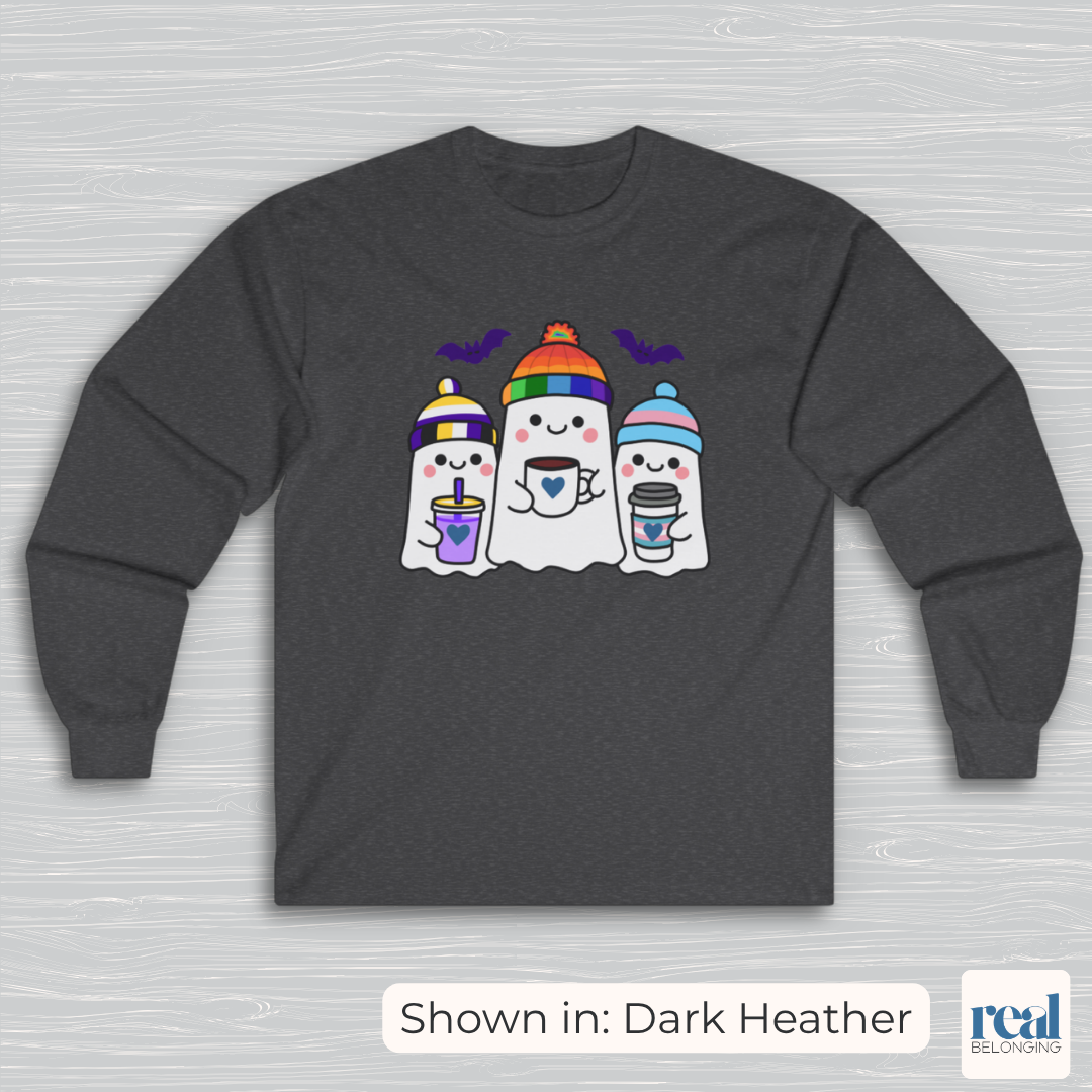 Adorable Queer, Trans, and Non-binary Ghosts Long Sleeve Shirt
