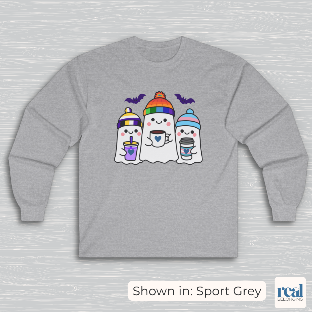 Adorable Queer, Trans, and Non-binary Ghosts Long Sleeve Shirt