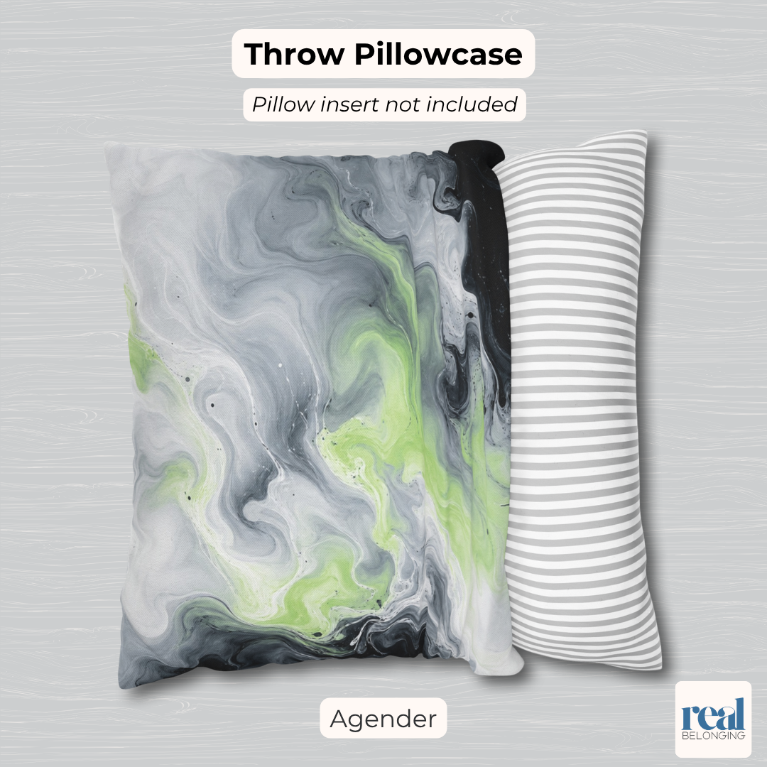 Agender Watercolor Marble Swirl Throw Pillowcase