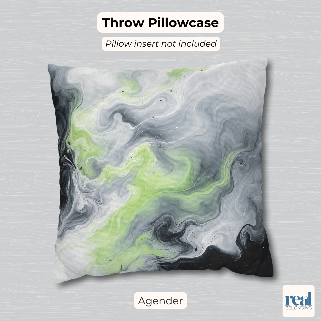 Agender Watercolor Marble Swirl Throw Pillowcase
