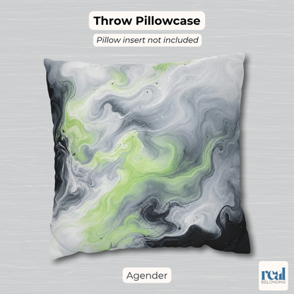 Agender Watercolor Marble Swirl Throw Pillowcase