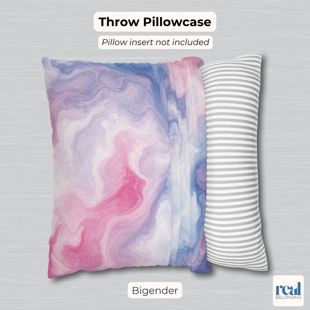 Bigender Watercolor Marble Swirl Throw Pillowcase