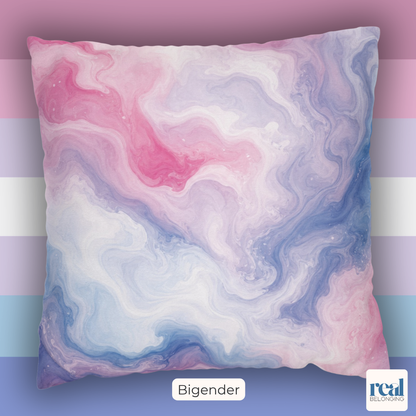 Bigender Watercolor Marble Swirl Throw Pillowcase