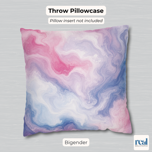 Bigender Watercolor Marble Swirl Throw Pillowcase