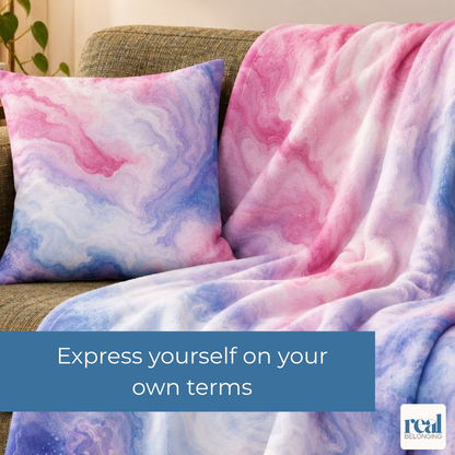 Bigender Watercolor Marble Swirl Throw Pillowcase