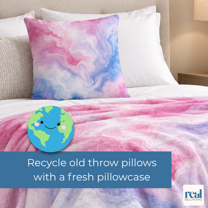 Bigender Watercolor Marble Swirl Throw Pillowcase