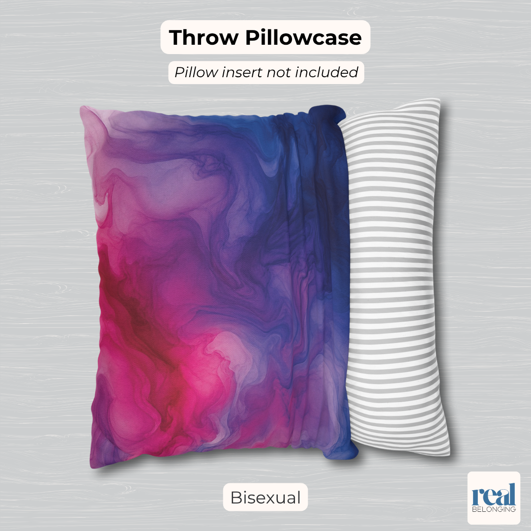 Bisexual Watercolor Marble Swirl Throw Pillowcase