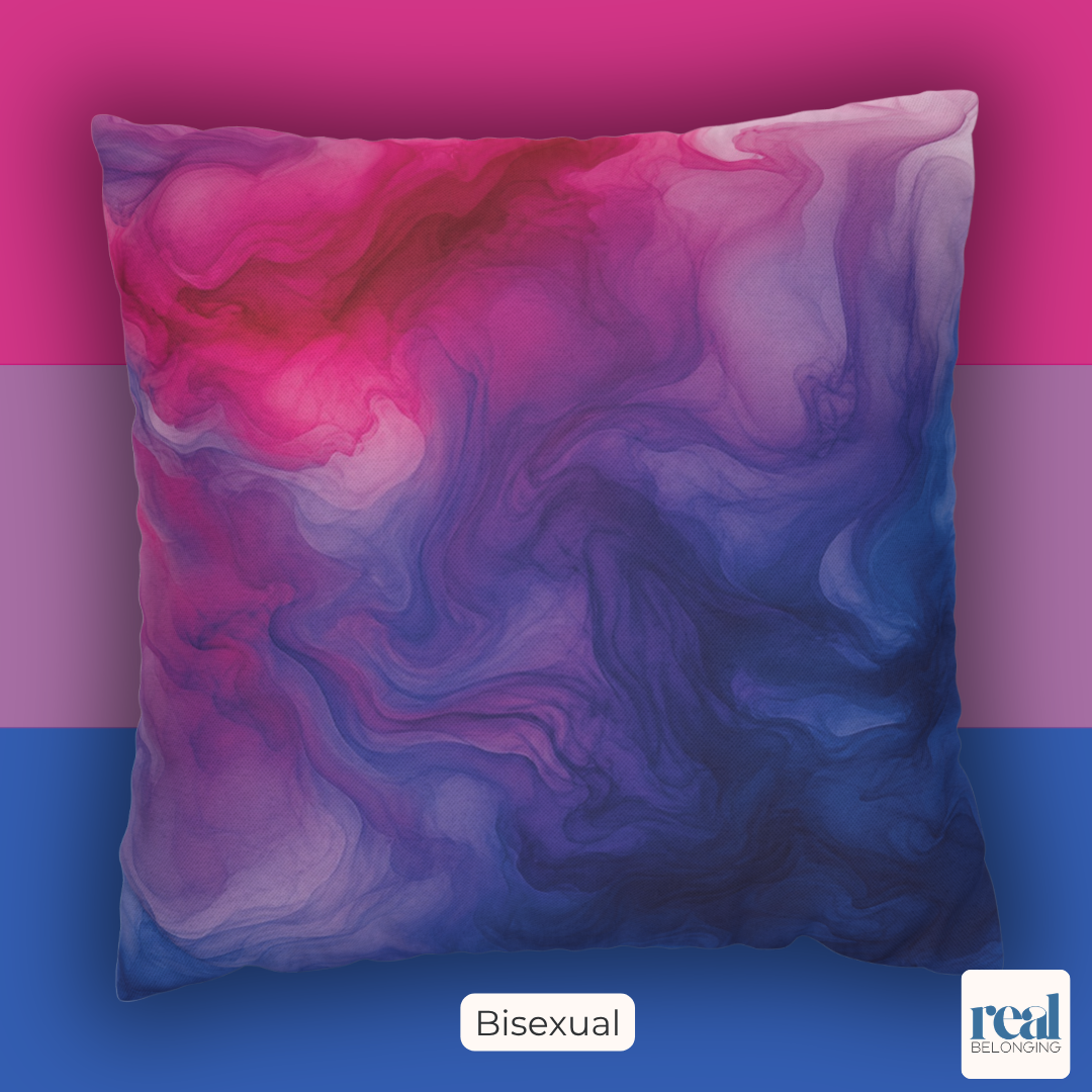 Bisexual Watercolor Marble Swirl Throw Pillowcase