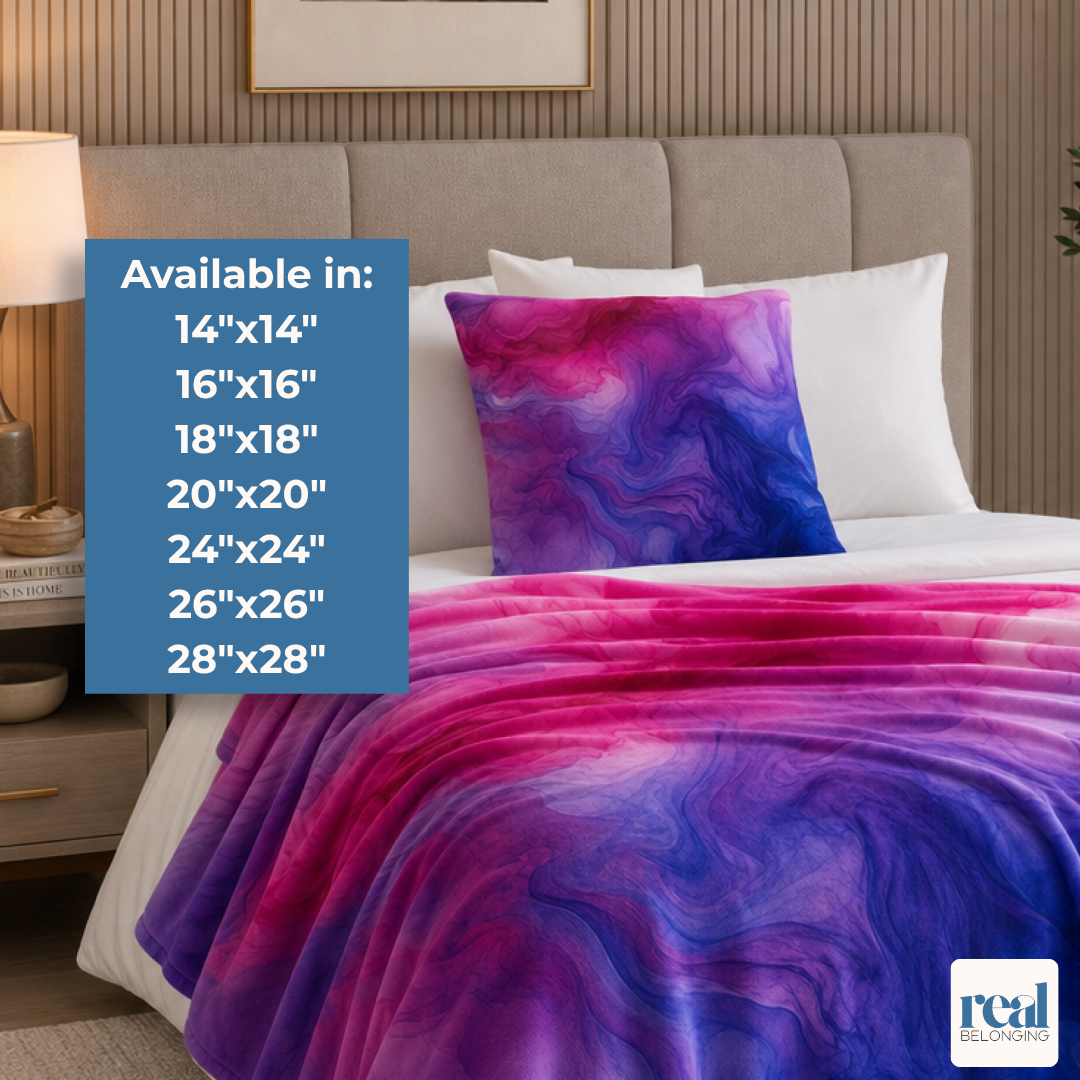 Bisexual Watercolor Marble Swirl Throw Pillowcase
