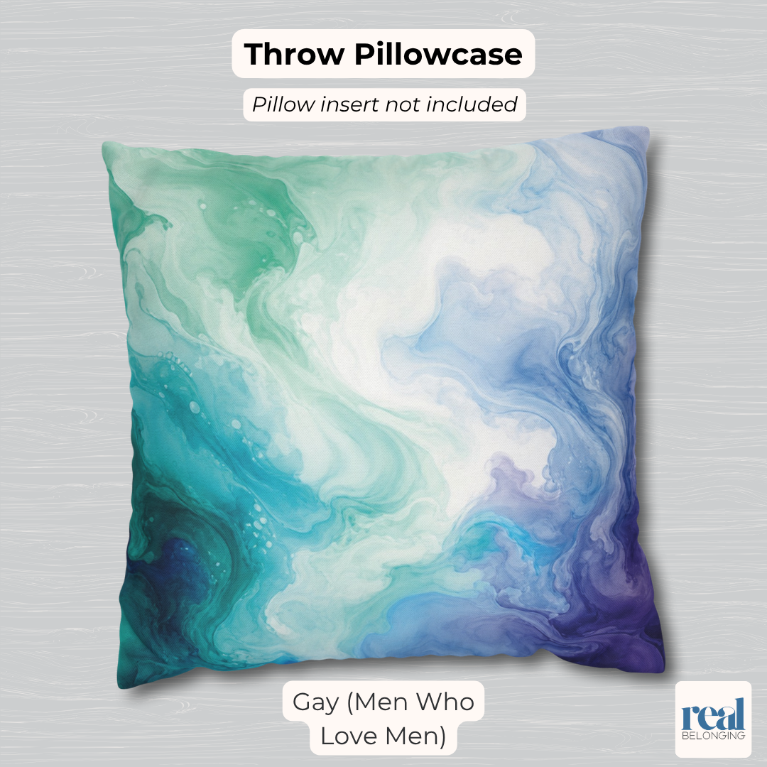 Gay (Men Who Love Men) Watercolor Marble Swirl Throw Pillowcase