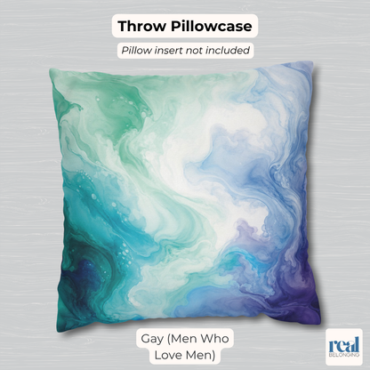 Gay (Men Who Love Men) Watercolor Marble Swirl Throw Pillowcase