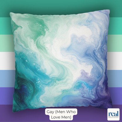 Gay (Men Who Love Men) Watercolor Marble Swirl Throw Pillowcase