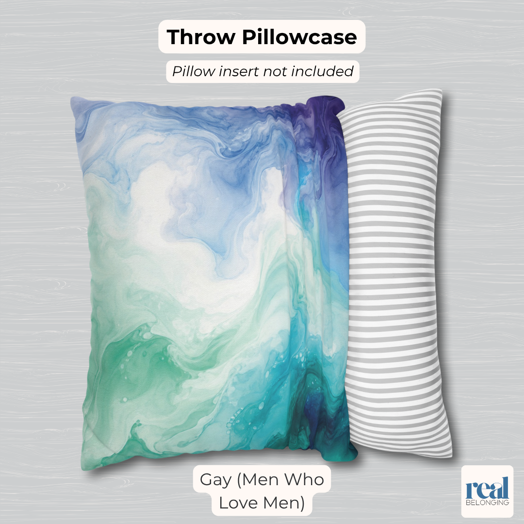 Gay (Men Who Love Men) Watercolor Marble Swirl Throw Pillowcase