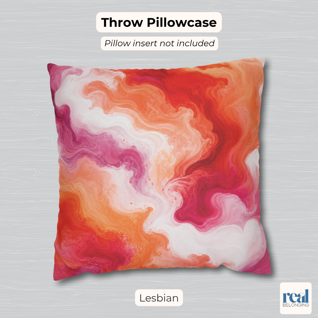 Lesbian Watercolor Marble Swirl Throw Pillowcase