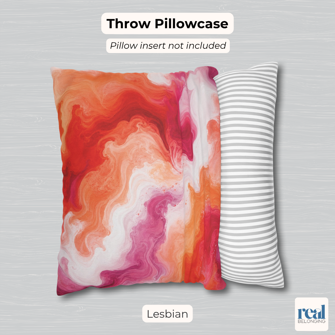Lesbian Watercolor Marble Swirl Throw Pillowcase