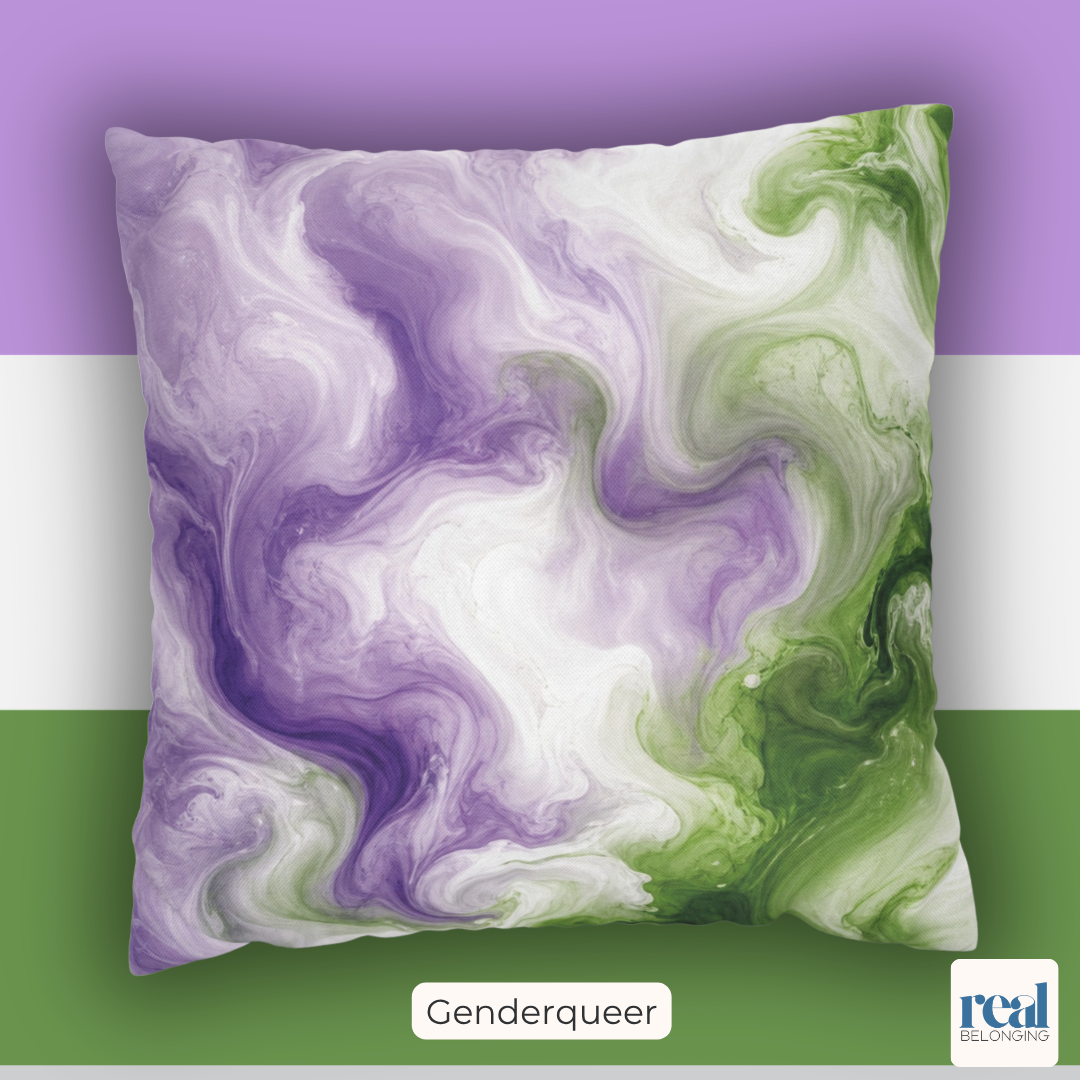 Genderqueer Watercolor Marble Swirl Throw Pillowcase