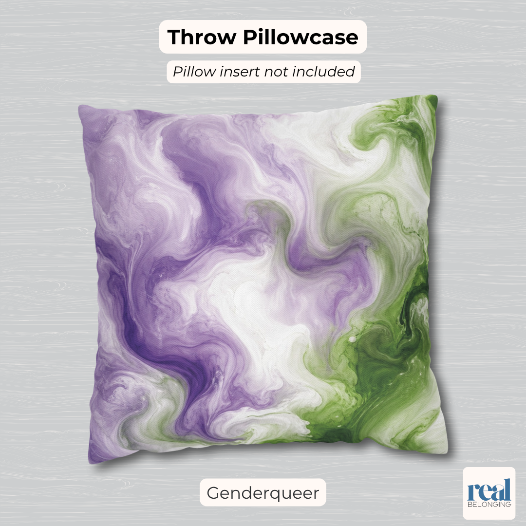 Genderqueer Watercolor Marble Swirl Throw Pillowcase