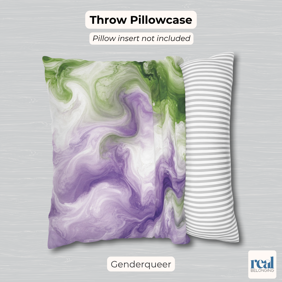 Genderqueer Watercolor Marble Swirl Throw Pillowcase