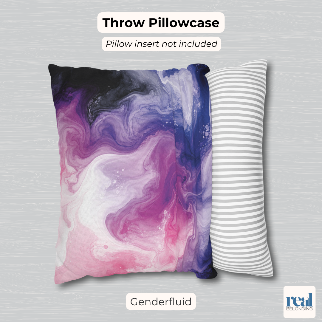 Genderfluid Watercolor Marble Swirl Throw Pillowcase