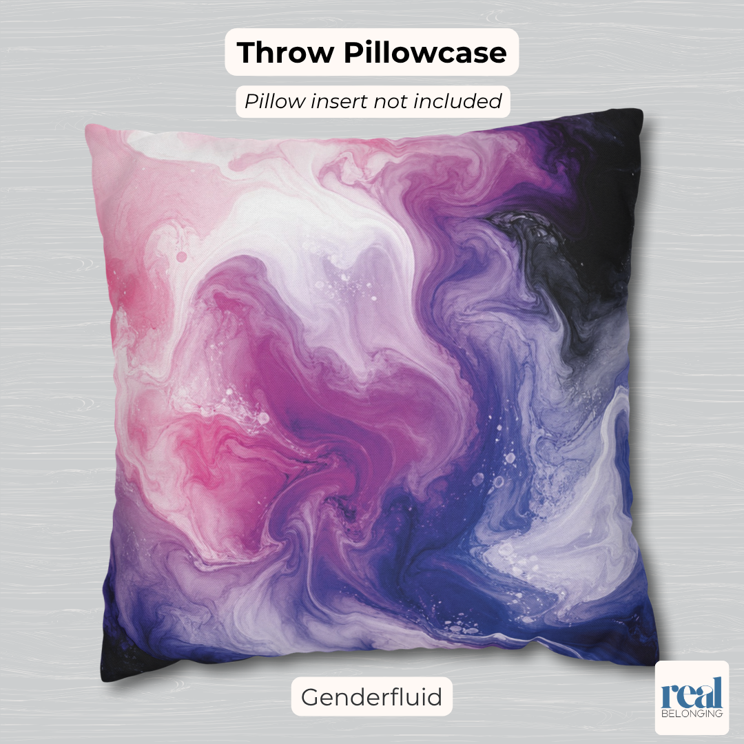 Genderfluid Watercolor Marble Swirl Throw Pillowcase