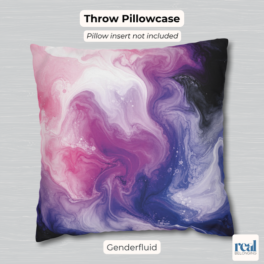 Genderfluid Watercolor Marble Swirl Throw Pillowcase