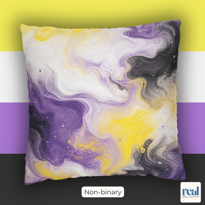 Non-binary Watercolor Marble Swirl Throw Pillowcase