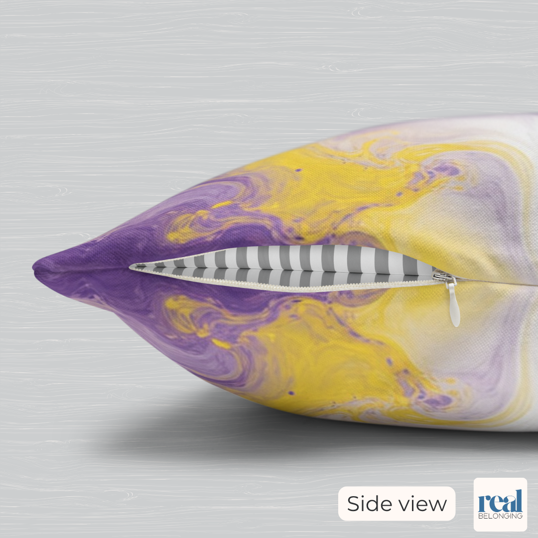 Non-binary Watercolor Marble Swirl Throw Pillowcase