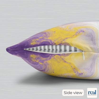 Non-binary Watercolor Marble Swirl Throw Pillowcase
