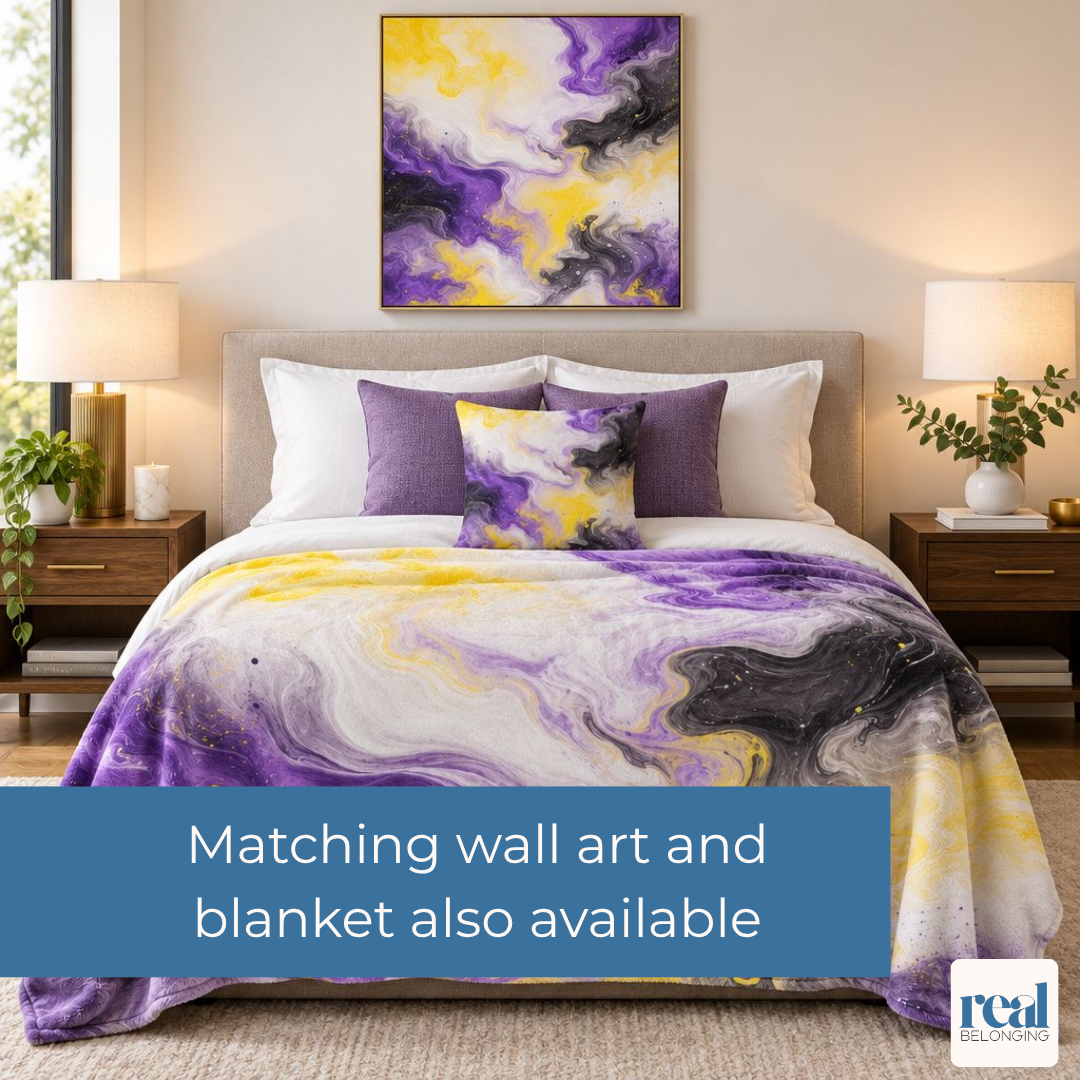 Non-binary Watercolor Marble Swirl Throw Pillowcase
