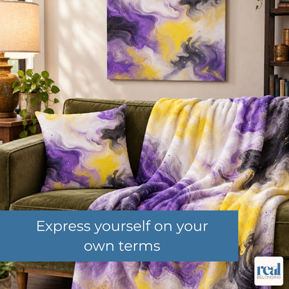 Non-binary Watercolor Marble Swirl Throw Pillowcase