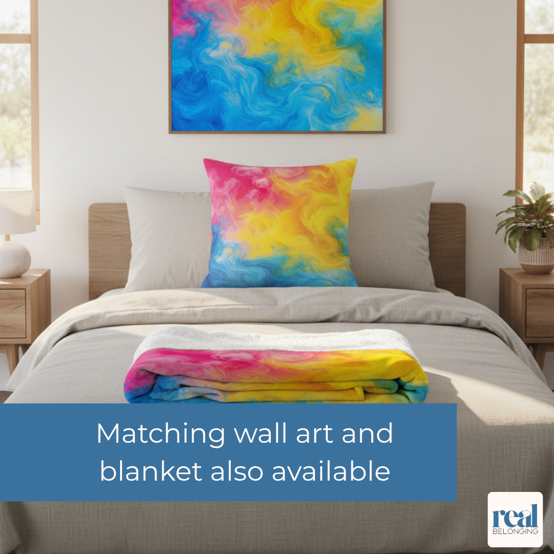 Pansexual Watercolor Marble Swirl Throw Pillowcase
