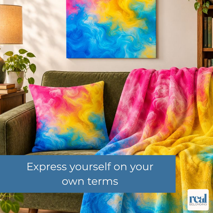 Pansexual Watercolor Marble Swirl Throw Pillowcase