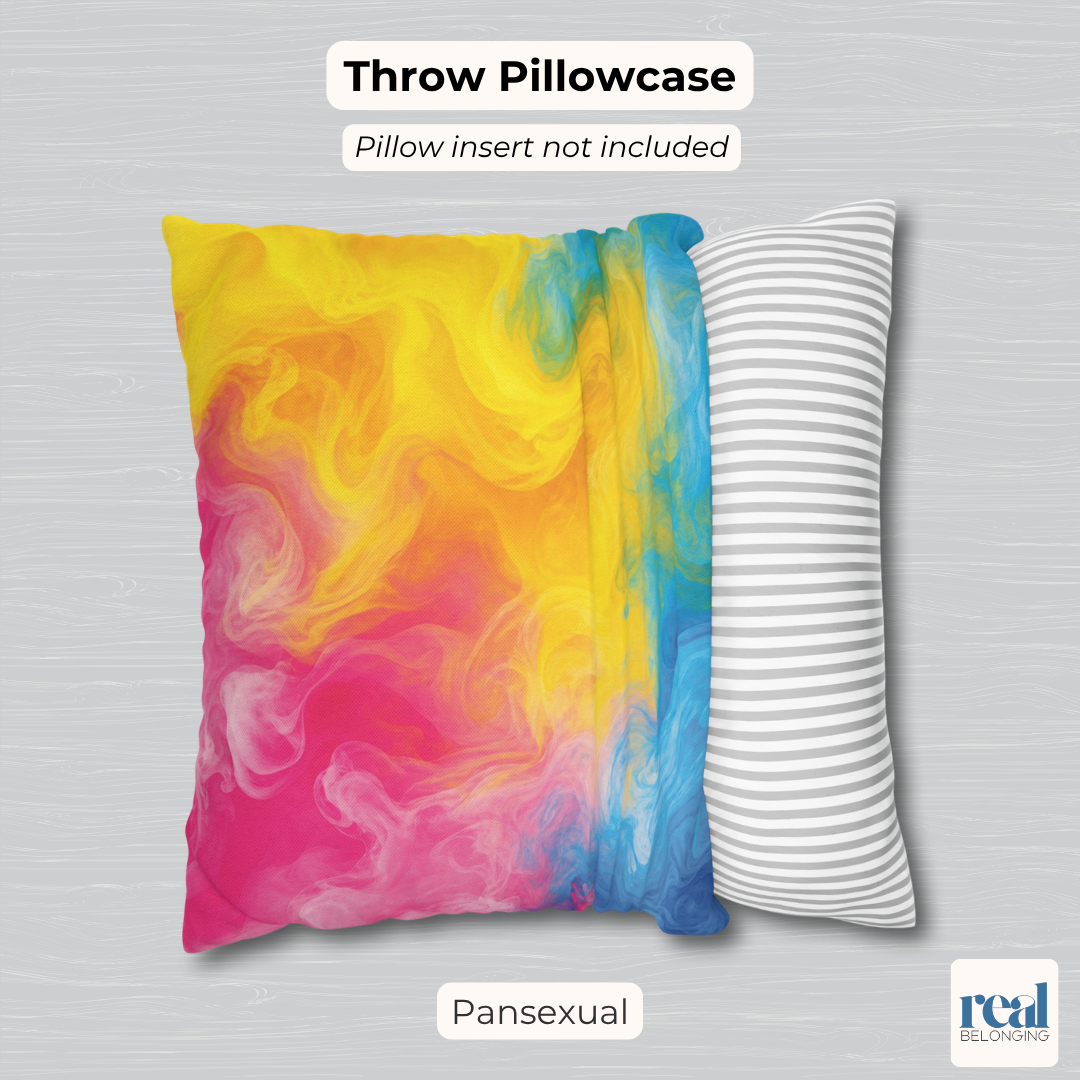 Pansexual Watercolor Marble Swirl Throw Pillowcase
