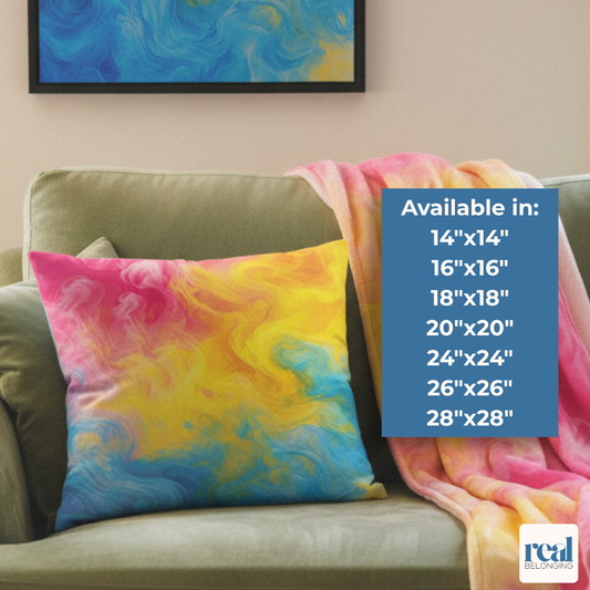 Pansexual Watercolor Marble Swirl Throw Pillowcase