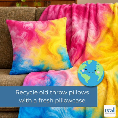 Pansexual Watercolor Marble Swirl Throw Pillowcase