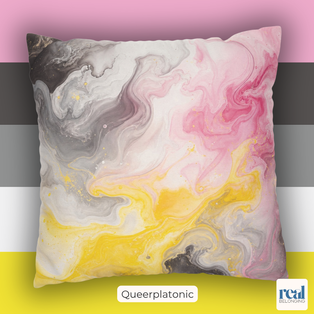 Queerplatonic Watercolor Marble Swirl Throw Pillowcase