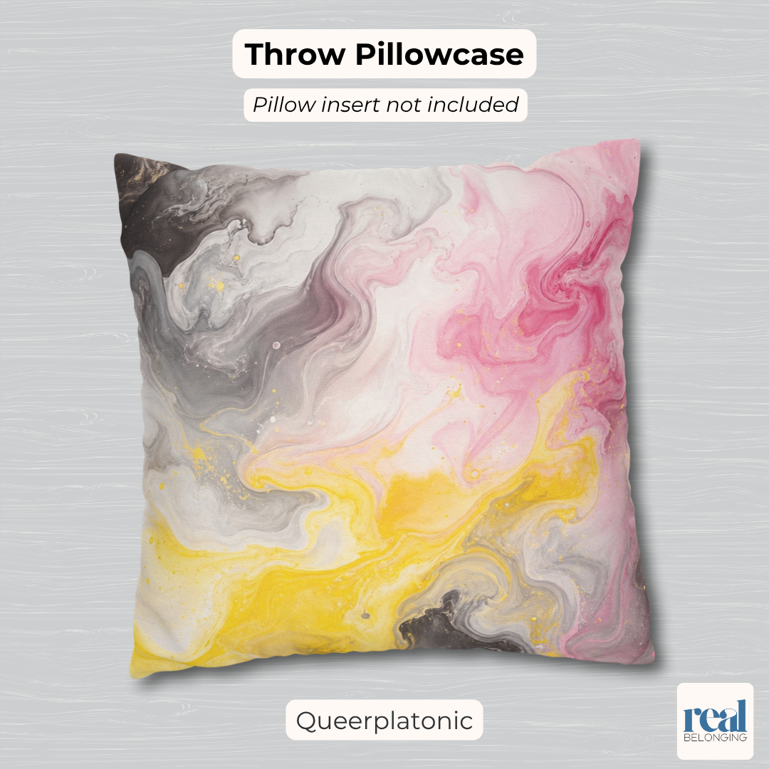 Queerplatonic Watercolor Marble Swirl Throw Pillowcase