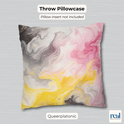 Queerplatonic Watercolor Marble Swirl Throw Pillowcase