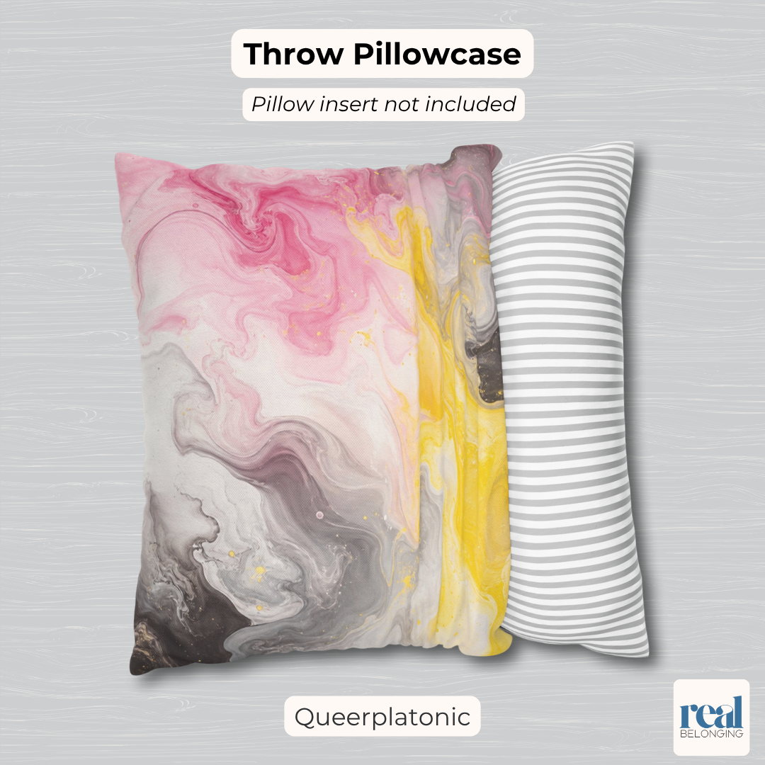 Queerplatonic Watercolor Marble Swirl Throw Pillowcase