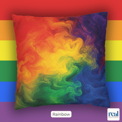 Rainbow Watercolor Marble Swirl Throw Pillowcase