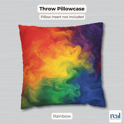 Rainbow Watercolor Marble Swirl Throw Pillowcase