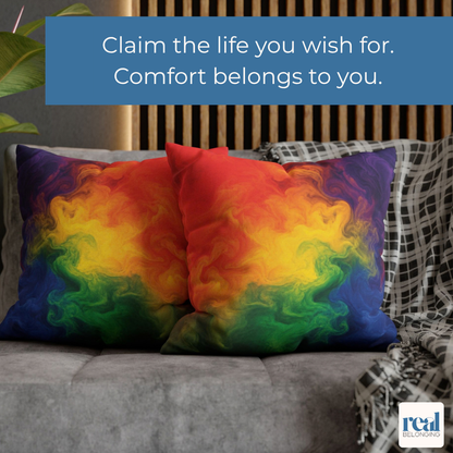 Rainbow Watercolor Marble Swirl Throw Pillowcase