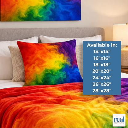 Rainbow Watercolor Marble Swirl Throw Pillowcase