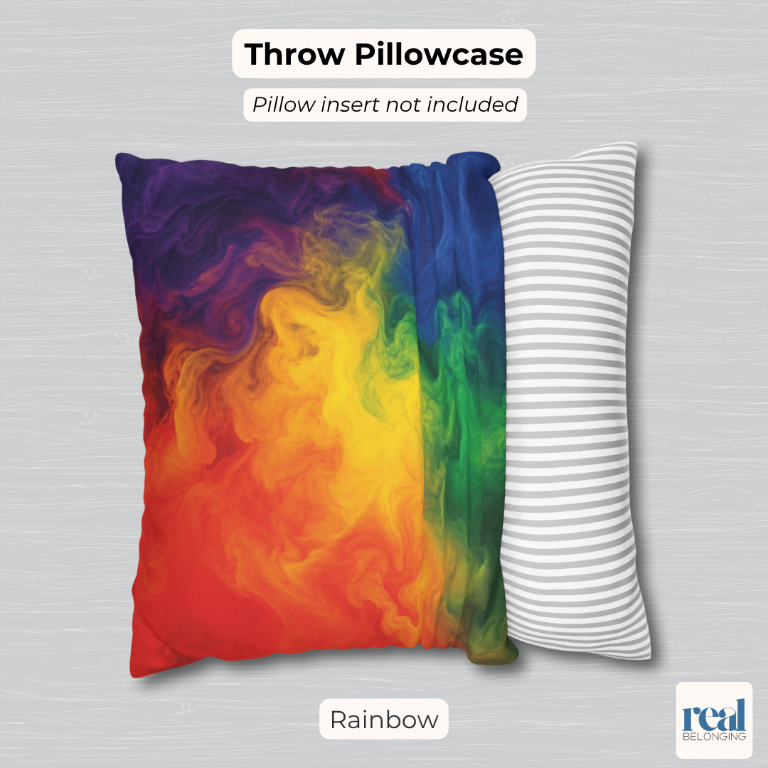 Rainbow Watercolor Marble Swirl Throw Pillowcase