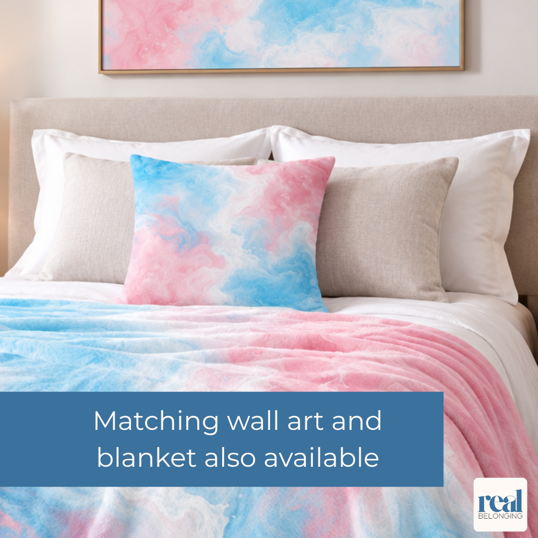 Transgender Watercolor Marble Swirl Throw Pillowcase