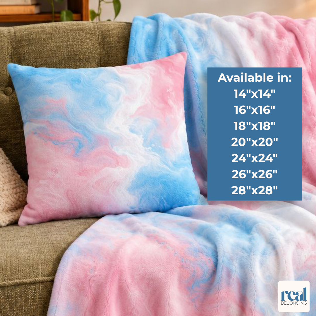 Transgender Watercolor Marble Swirl Throw Pillowcase